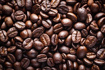 Sticker - Aromatic roasted coffee beans forming a textured background, perfect for coffee related projects