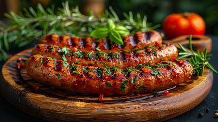 Wall Mural - a plate with sausages on it.