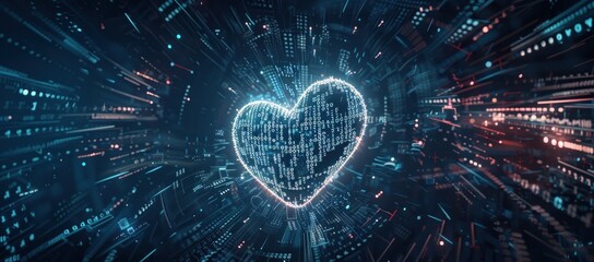 Wall Mural - Digital Heart in a Cyber Space