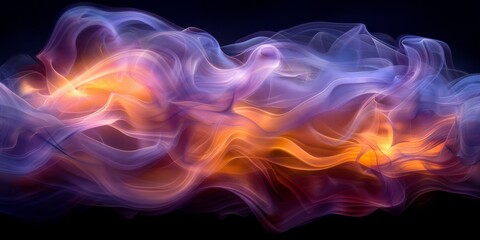 Wall Mural - Abstract smoke art with vibrant colors swirling on a dark background, creating an ethereal aesthetic