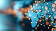 © Design Depot - A digital representation of a world map highlighting connected glowing nodes, emphasizing global networking, data sharing, and modern technological advancements.
