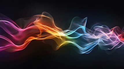 Poster - Vibrant abstract waves of color flow smoothly against a dark background, creating a mesmerizing visual effect of light and motion.
