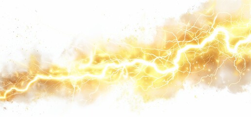 Poster - A white background with yellow lightning in the style of a fantasy style, with light and shadow effects, soft edges and blurred details.