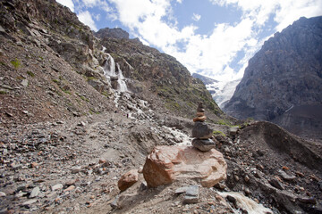 Wall Mural - Aktru waterfall, Altai mountains landscape. Russia