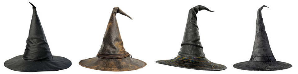 Collection of Witch hats stock isolated on transparent or white background