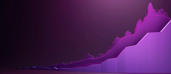 Wall Mural - Elegant growth graph on a deep purple canvas, simplistic market curve,