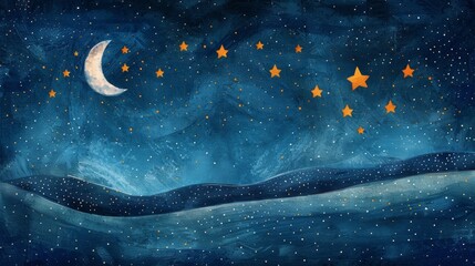 magical celestial illustration, creative moon doodle painting stars in the sky, with a whimsical var