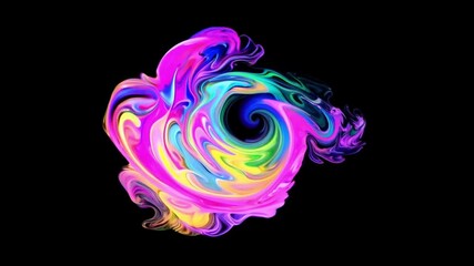 Fototapete - A swirling abstract design with colors of blue, pink, and white. It is set against a black background.