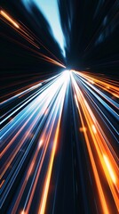 Poster - High-speed light trail on highway at night, urban transportation concept