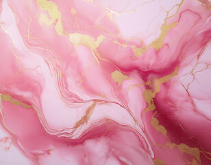Poster -  Pink Marble with Gold Highlights- A background with a pink marble texture accented by gold._1(322)