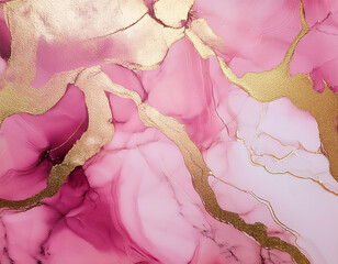 Poster -  Pink Marble with Gold Highlights- A background with a pink marble texture accented by gold._1(321)