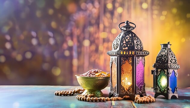 Ramadan kareem, Eid lantern or Arabic lamp background
