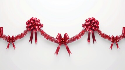 Wall Mural - Xmas ribbon garland as a realistic decor element on a white background