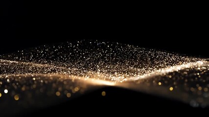 Leinwandbilder - Golden glitter particles form a wave shape against a black background.
