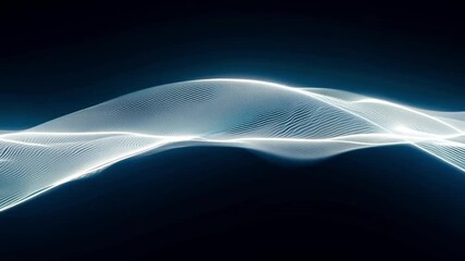 Aufkleber - A white wave-like form with a striped pattern flows across a black background.