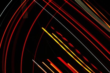 Wall Mural - a black and white photo of a red and yellow line. the photo is abstract and has a sense of motion