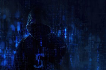 Mysterious Hacker Figure in Digital World