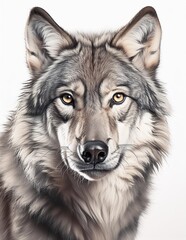  Wolf portrait on a neutral white background 