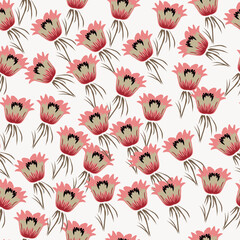 Naklejka na meble Seamless winter floral pattern with branches and berries. Pastel palette white background.