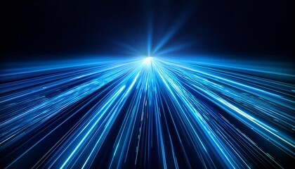 Blue light streak, fiber optic, speed line, futuristic background for 5g or 6g technology wireless data transmission, high-speed internet in abstract