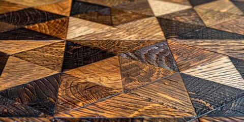 Poster - A close-up of a wooden surface with a geometric pattern. AI.