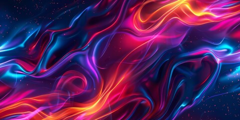 Wall Mural - Colorful neon patterns creating abstract waves with dynamic energy and vibrant hues in a visually captivating display