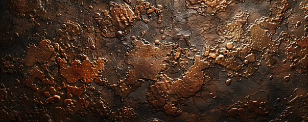 A bronze background with a rough, hammered texture, adding depth and an artisanal feel to the design.