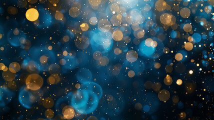 Abstract blue and gold bokeh lights background