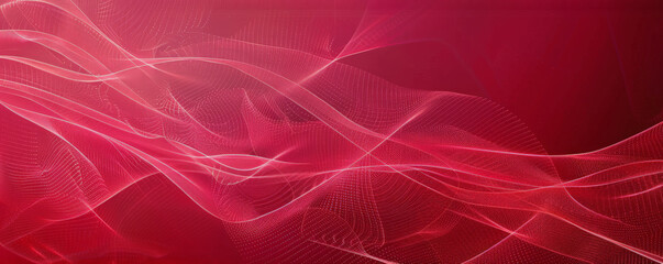 A bright red background with a subtle pattern of intersecting lines, adding structure and interest to the design.