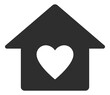 © YummyBuum - Lovely home symbol. Black house with heart icon