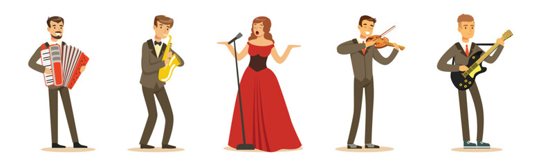 Poster - People Musician and Singer Performing on Stage Vector Set