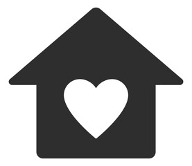 Lovely home symbol. Black house with heart icon