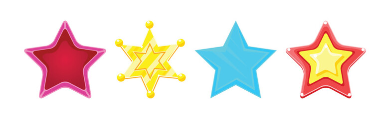 Poster - Shining Star Shape of Different Color Vector Set