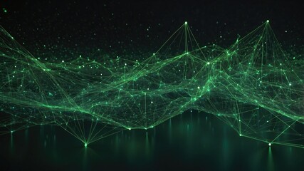 Abstract technology light dark green background with space wallpaper. Network connection dots and lines technology background.