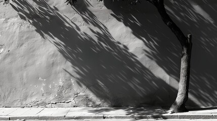 Sticker - a tree casting a shadow on a wall