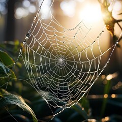 spider web with dew drops