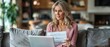 © Neural Pixels - A woman sits on a couch, holding mail and using a laptop