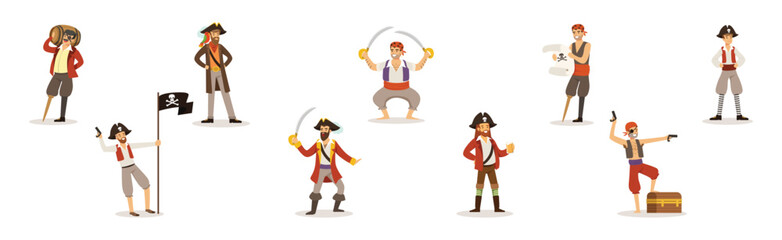 Poster - Man Pirate Character and Sea Robber Vector Set