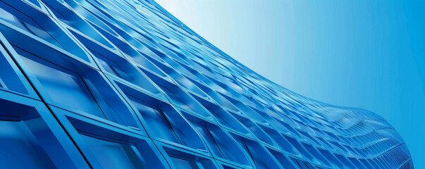 A bright blue background with a subtle pattern of intersecting lines, adding structure and interest to the design.