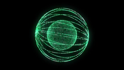 Poster - green sphere consisting of points and lines. modern wireframe elements. technology grid sphere. 3d r