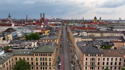 Wall Mural - Panoramic aerial view of Maximilianstrasse, Munich, Germany.