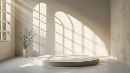 Poster - Minimalist Product Presentation Studio with Sunlight and Window Shadows