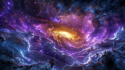 Poster - Stunning background of a quasar, emitting intense light and energy, demonstrating the incredible power and luminosity of these distant galactic phenomena. Watercolor style, high resolution