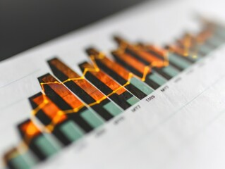 Minimalist bar chart on a clean white background, depicting a sharp rise in stock prices, highlighting remarkable market growth.