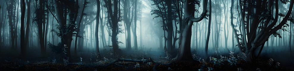 Wall Mural - dark forest panorama fantasy landscape