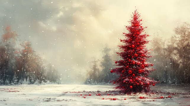 create a drwaing of a christmas tree with presend, generative ai