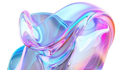 Canvas Print - A closeup of an abstract form with iridescent colors and a shiny surface