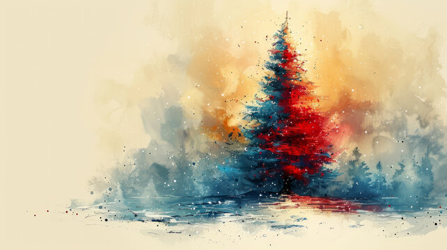 create a drwaing of a christmas tree with presend, generative ai