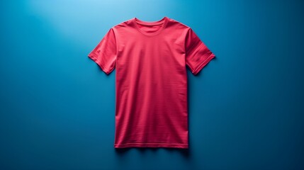 Wall Mural - Pink T-Shirt on Blue Background