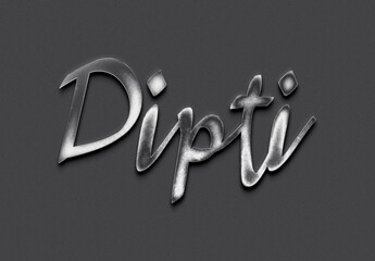 Wall Mural - Chrome metal 3D Hindi name design of Dipti on grey background.	
